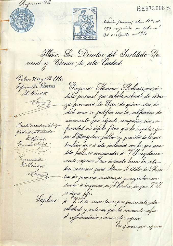 Foto 3 de 6 del artículo «Gregoria Moreno Molina, alumna de Magisterio Elemental en el Instituto de Cabra (1910)»