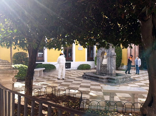 Foto 2 de 3 del artículo «Limpieza y desinfección de la Plaza Aguilar y Eslava»