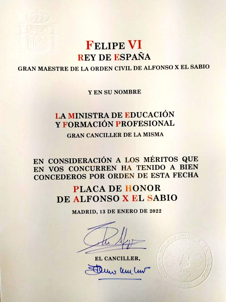 Foto 1 de 2 del artículo «El Instituto Aguilar y Eslava recibirá la Placa de Honor de Alfonso X El Sabio, máxima…»