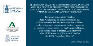 Foto del artículo «Acto conmemorativo del 175º aniversario del IES Aguilar y Eslava»