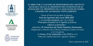 Foto del artículo «Apertura de curso 2026-2027 este viernes 25 de septiembre»